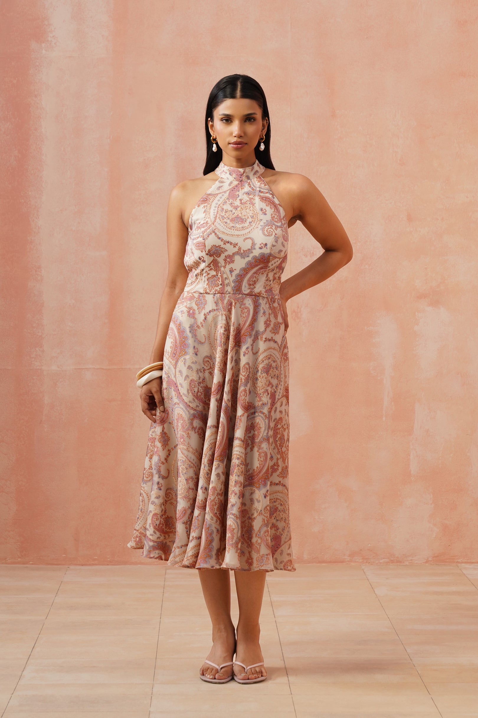 Paisley Grace Blush Halter Dress