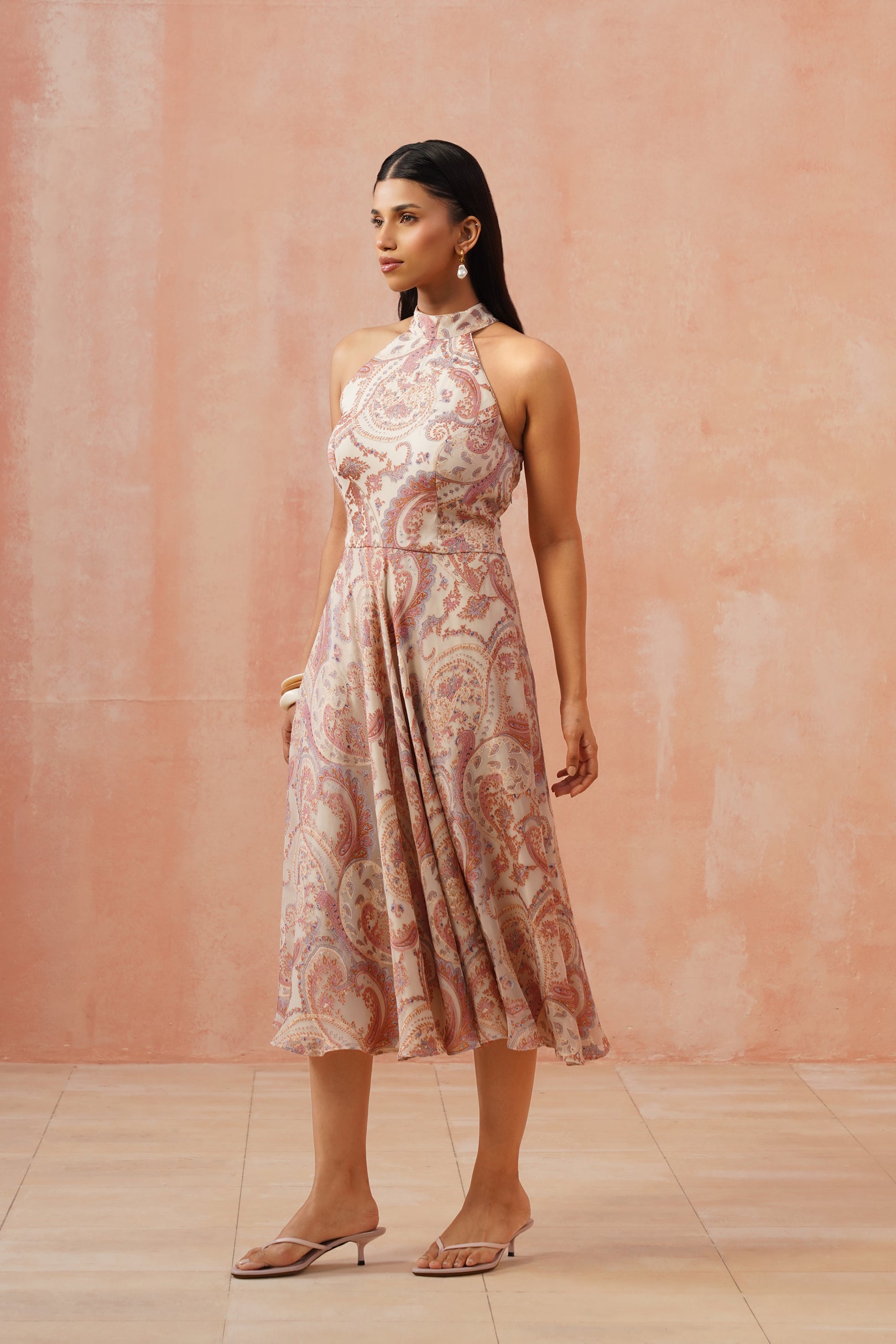 Paisley Grace Blush Halter Dress