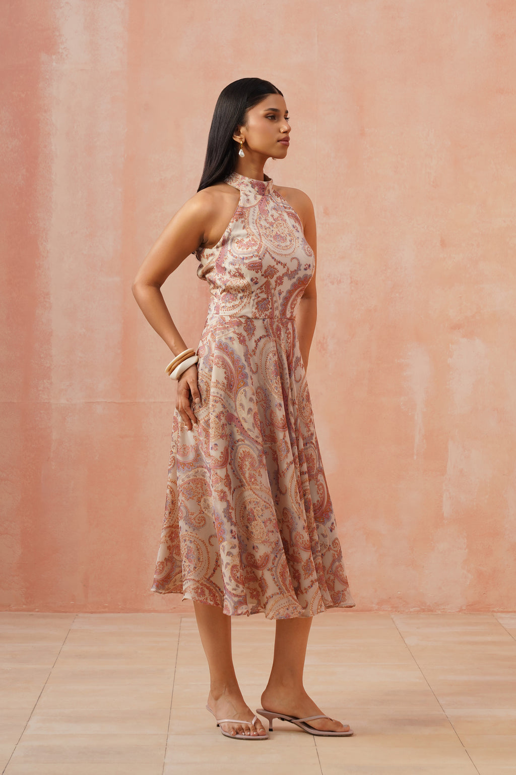 Paisley Grace Blush Halter Dress