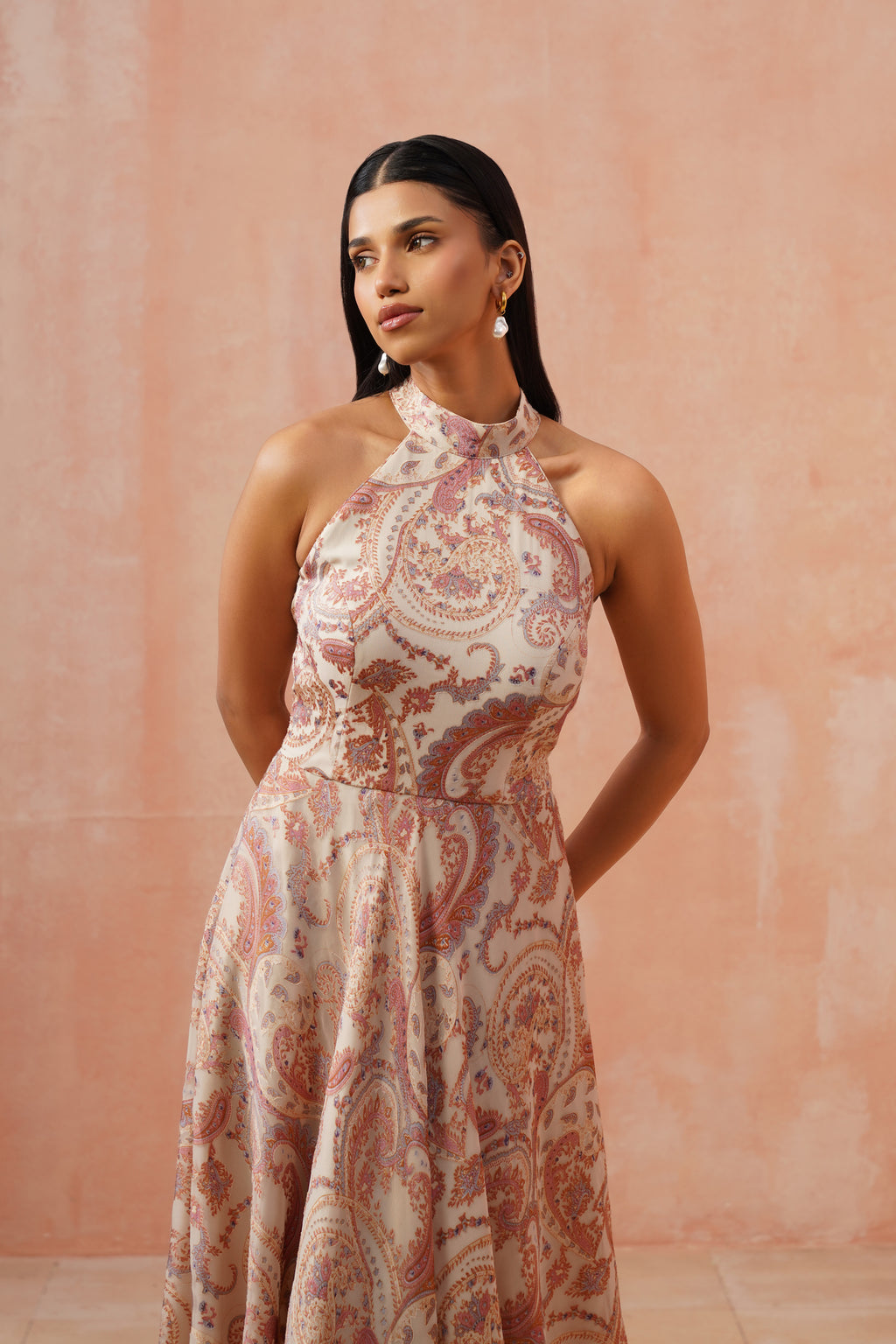 Paisley Grace Blush Halter Dress