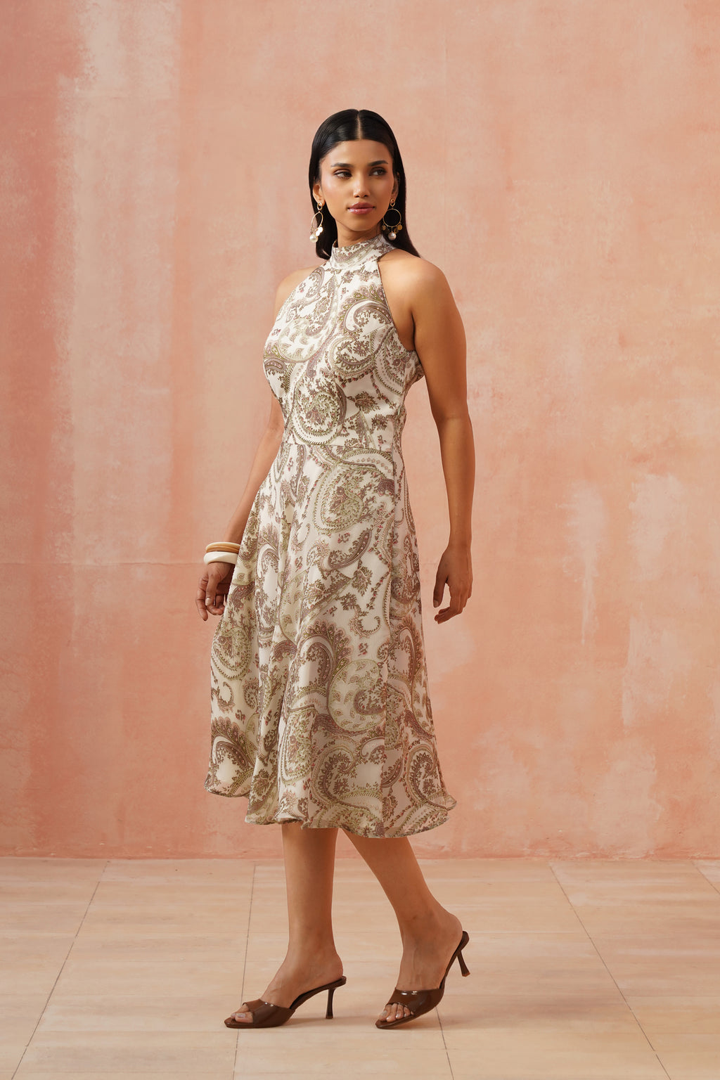 Paisley Grace Olive Halter Dress