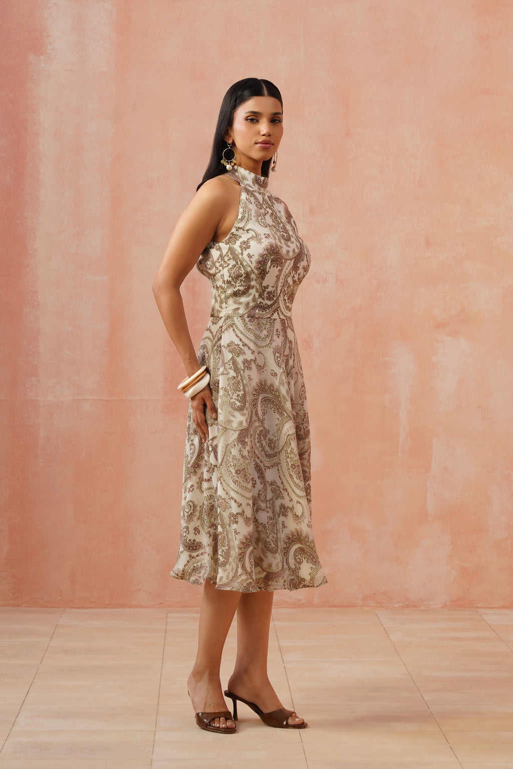 Paisley Grace Olive Halter Dress