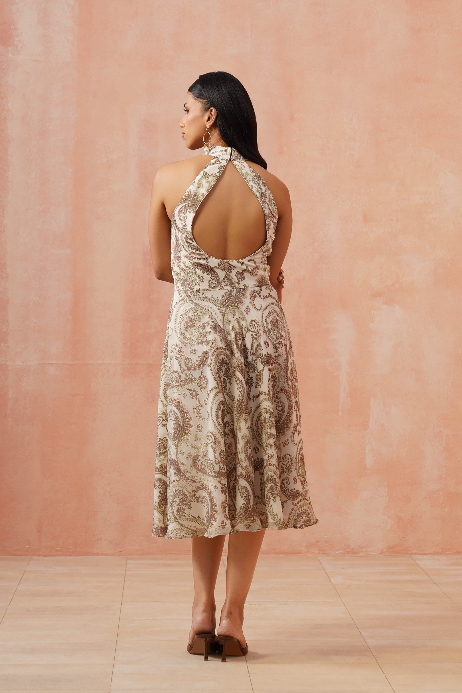 Paisley Grace Olive Halter Dress