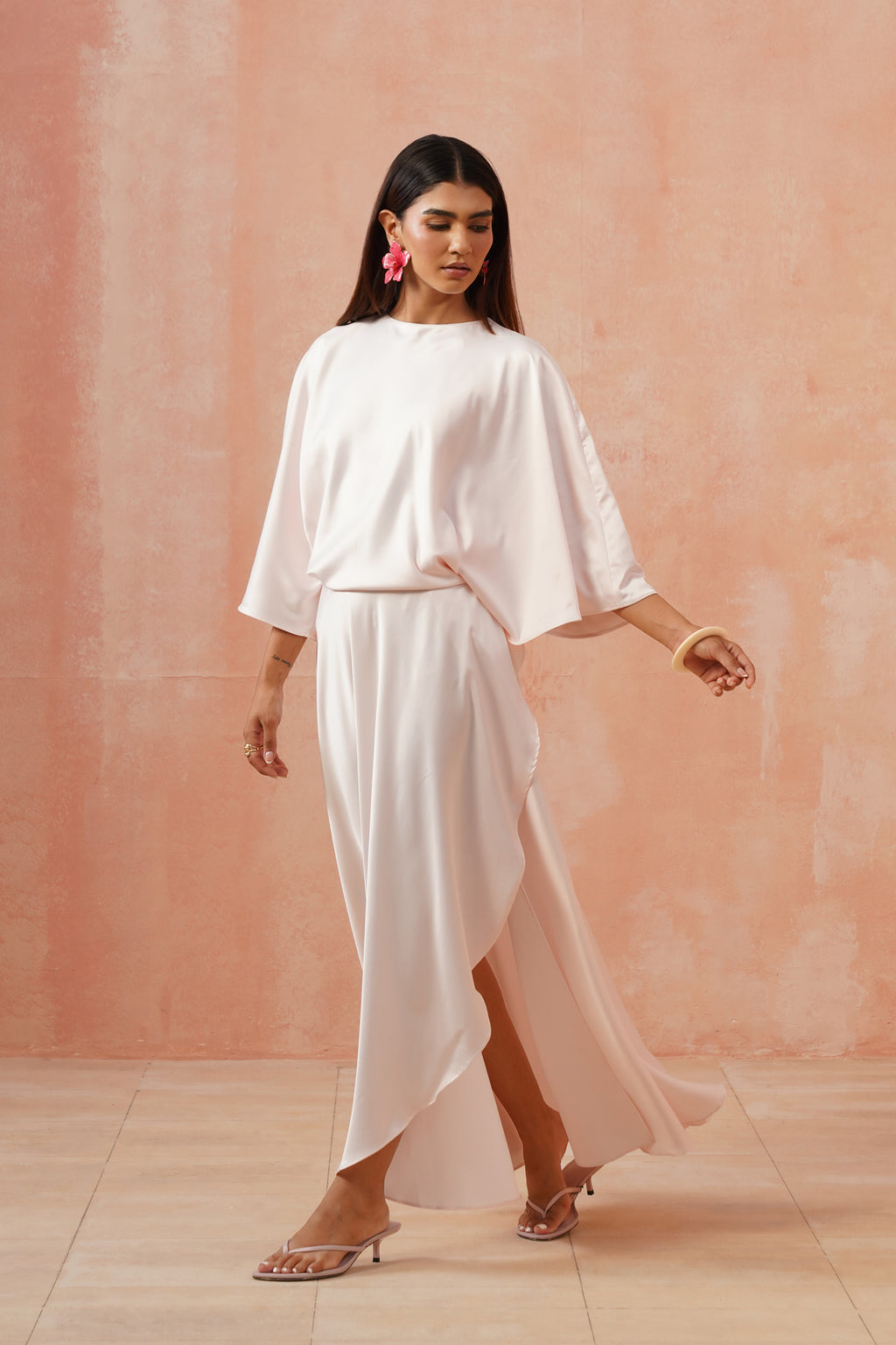 Blush Cascade Drape Dress