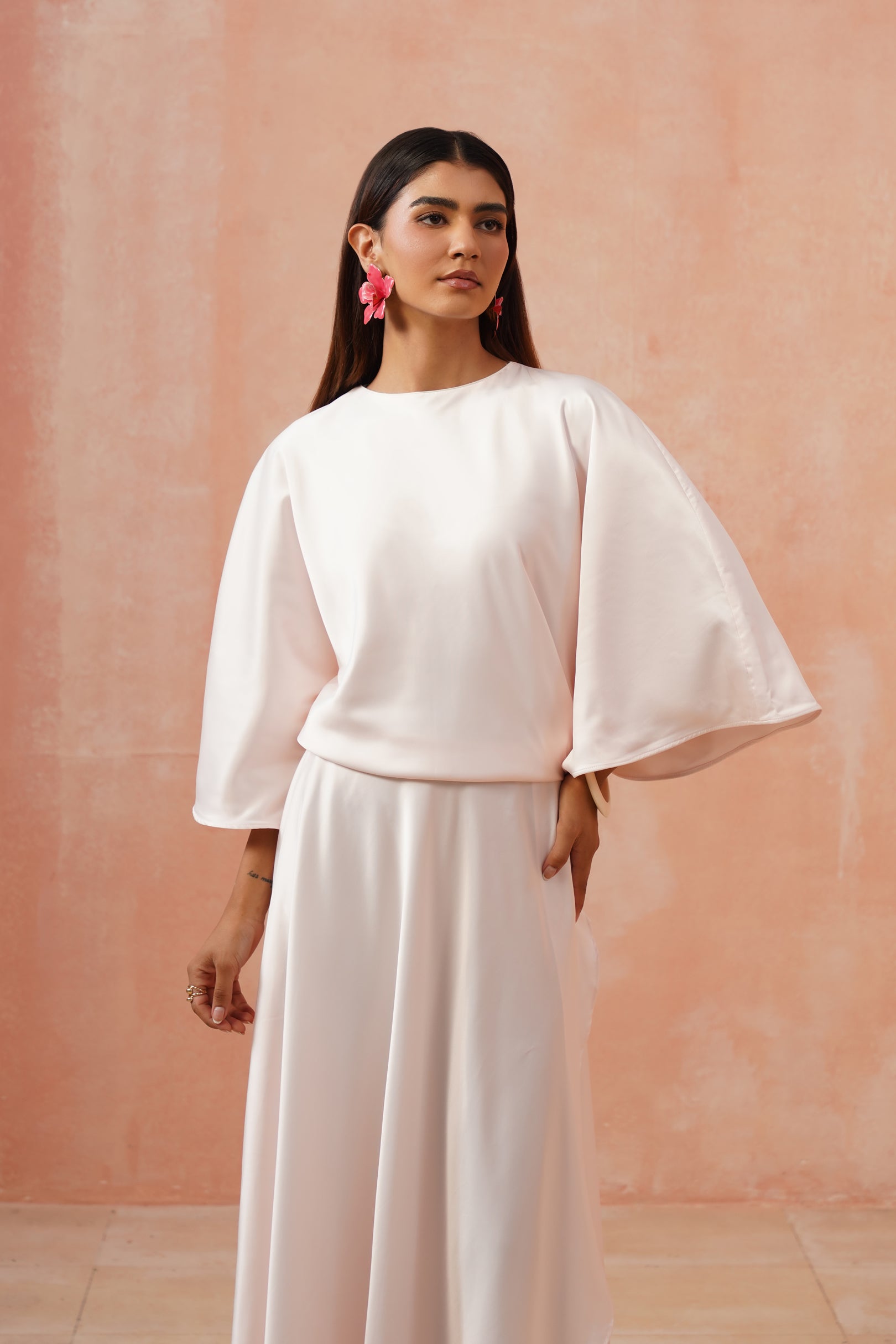 Blush Cascade Drape Dress